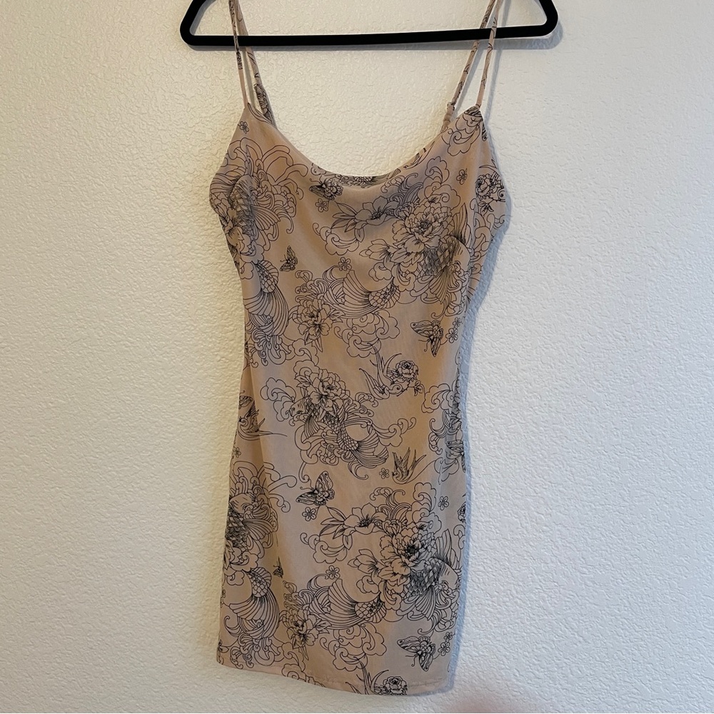 Forever 21 Tan Asian Pattern Mini Dress Small NWT